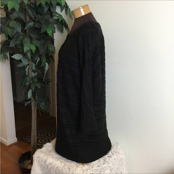 SO sweater Womans 2X plus black with sparkle holey 3/4 sleeve medium wei… - Picture 4 of 11